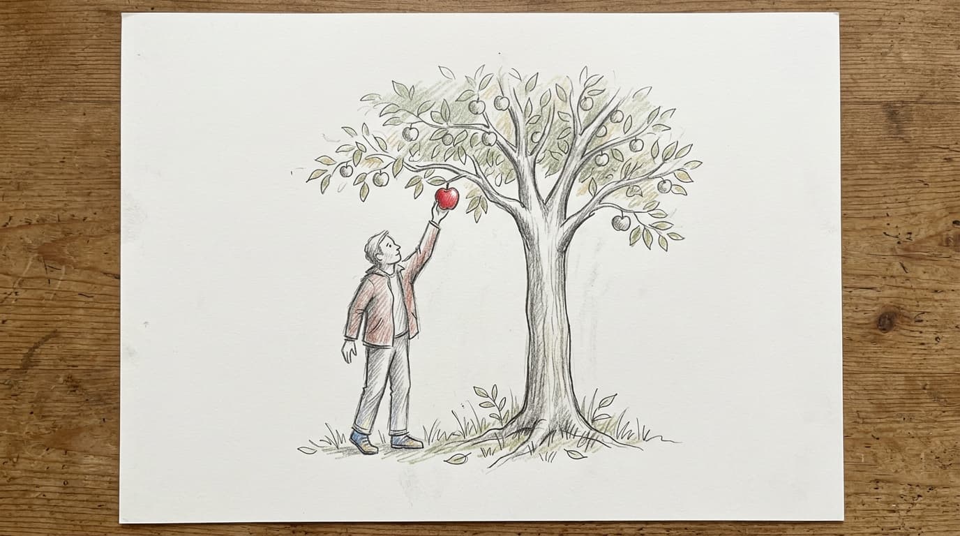 Example drawing: Person Picking an Apple from a Tree (PPAT)