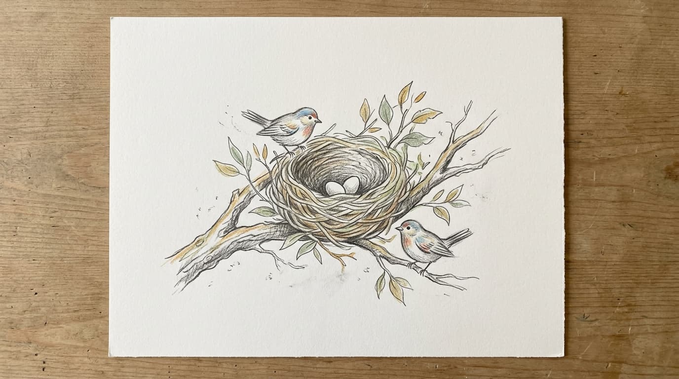 Example drawing: Bird's Nest Drawing