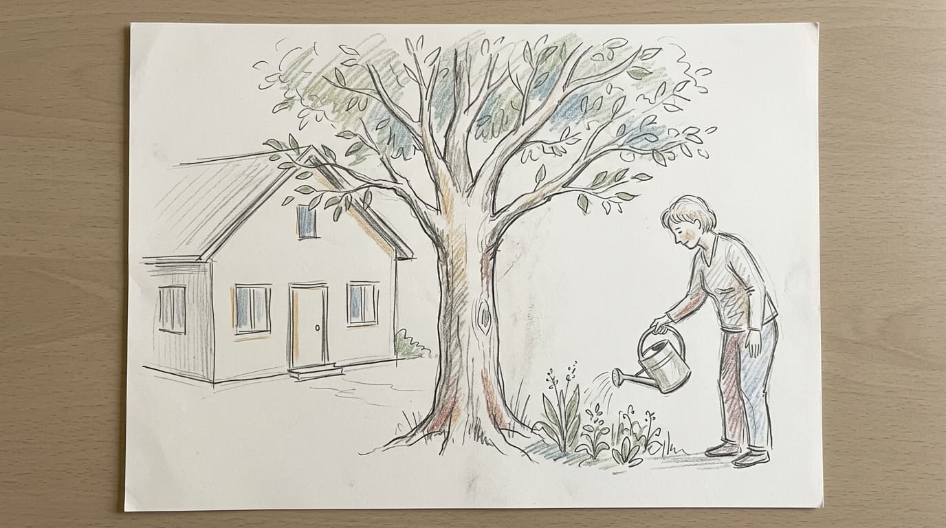 Example drawing: Kinetic House-Tree-Person (K-H-T-P)