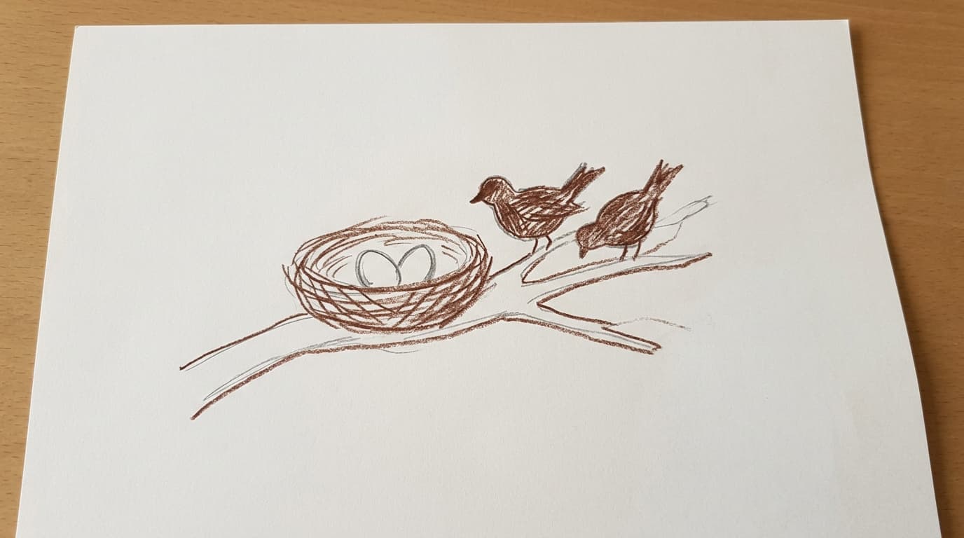 Beispielzeichnung: Vogelnest-Zeichnung