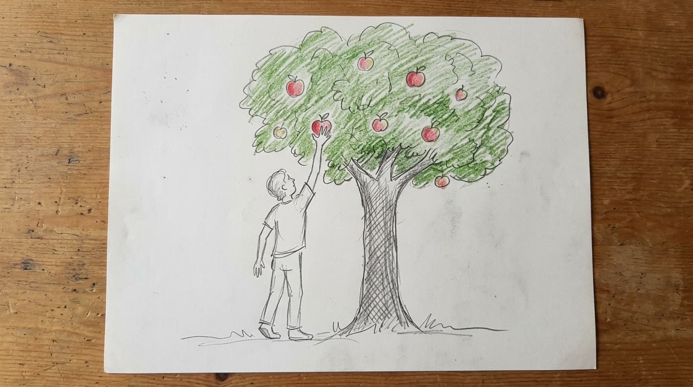 Example drawing: Person Picking an Apple from a Tree (PPAT)